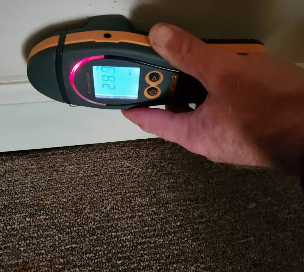 Moisture detection at baseboard during Sewage Cleanup & Sanitation in Riverside
